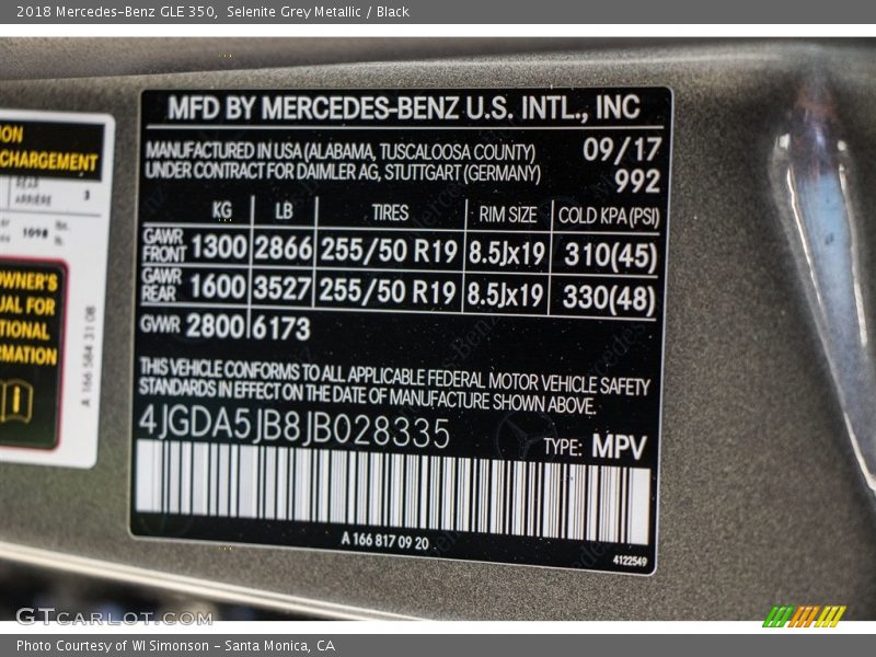 Selenite Grey Metallic / Black 2018 Mercedes-Benz GLE 350