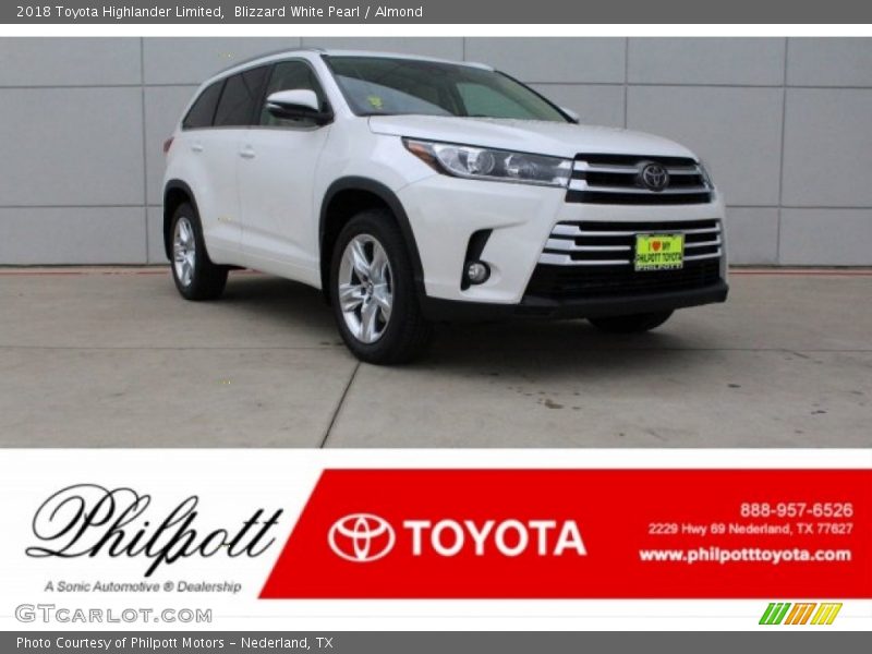 Blizzard White Pearl / Almond 2018 Toyota Highlander Limited