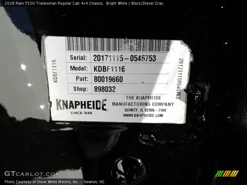 Bright White / Black/Diesel Gray 2018 Ram 5500 Tradesman Regular Cab 4x4 Chassis