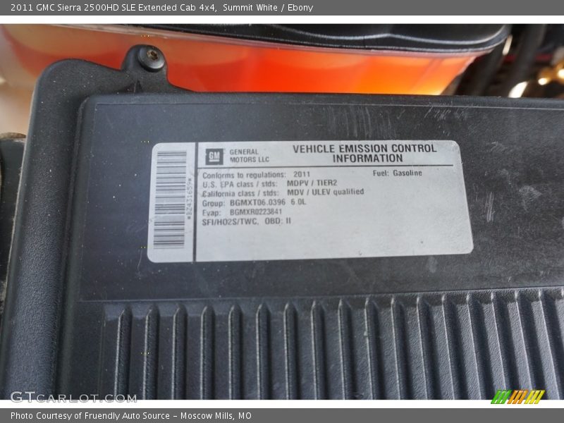 Summit White / Ebony 2011 GMC Sierra 2500HD SLE Extended Cab 4x4
