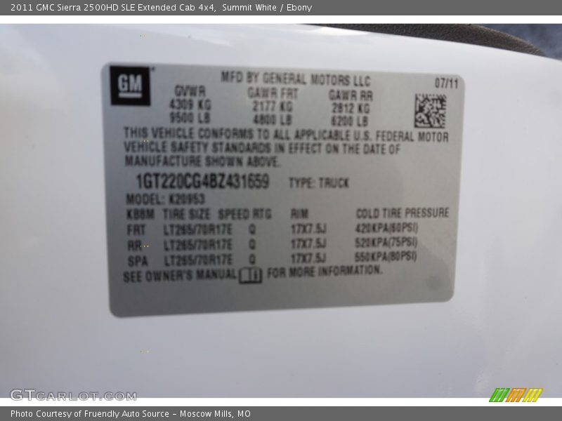 Summit White / Ebony 2011 GMC Sierra 2500HD SLE Extended Cab 4x4