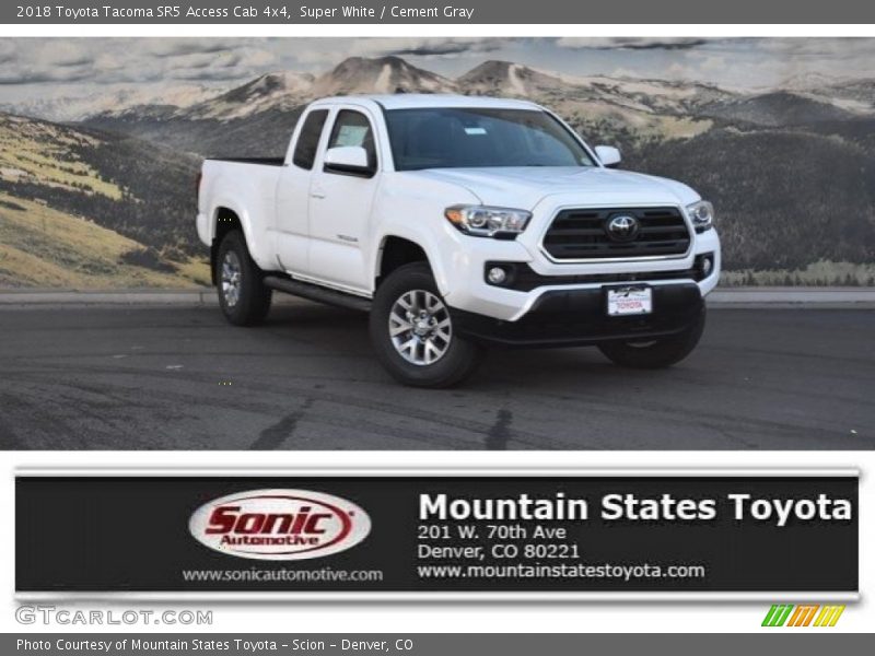 Super White / Cement Gray 2018 Toyota Tacoma SR5 Access Cab 4x4
