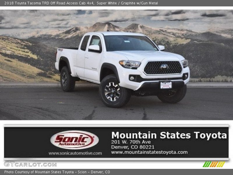 Super White / Graphite w/Gun Metal 2018 Toyota Tacoma TRD Off Road Access Cab 4x4