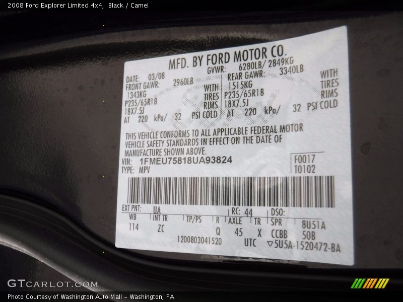 Black / Camel 2008 Ford Explorer Limited 4x4