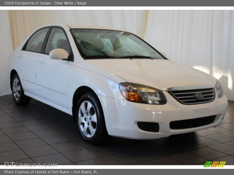 Clear White / Beige 2009 Kia Spectra LX Sedan