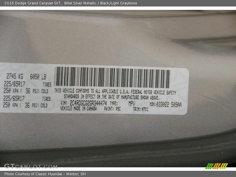 Billet Silver Metallic / Black/Light Graystone 2016 Dodge Grand Caravan SXT
