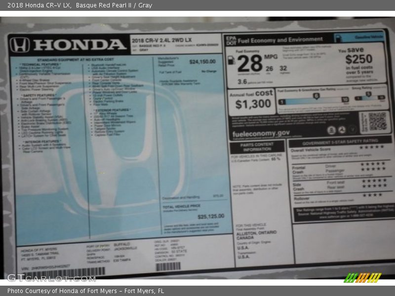 Basque Red Pearl II / Gray 2018 Honda CR-V LX