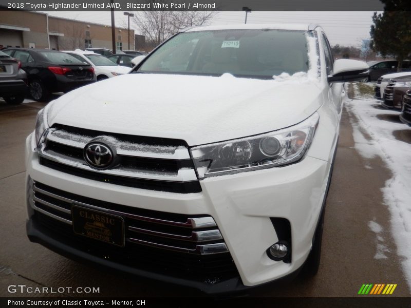 Blizzard White Pearl / Almond 2018 Toyota Highlander Limited AWD