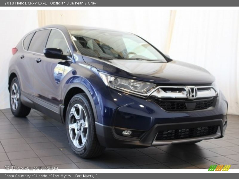 Obsidian Blue Pearl / Gray 2018 Honda CR-V EX-L