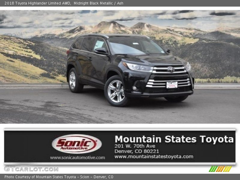 Midnight Black Metallic / Ash 2018 Toyota Highlander Limited AWD