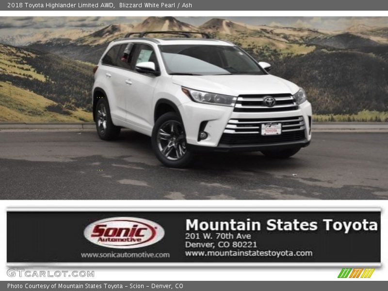 Blizzard White Pearl / Ash 2018 Toyota Highlander Limited AWD