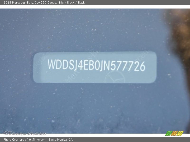 Night Black / Black 2018 Mercedes-Benz CLA 250 Coupe