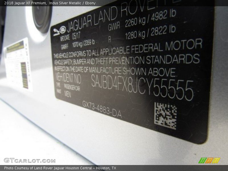 Indus Silver Metallic / Ebony 2018 Jaguar XF Premium
