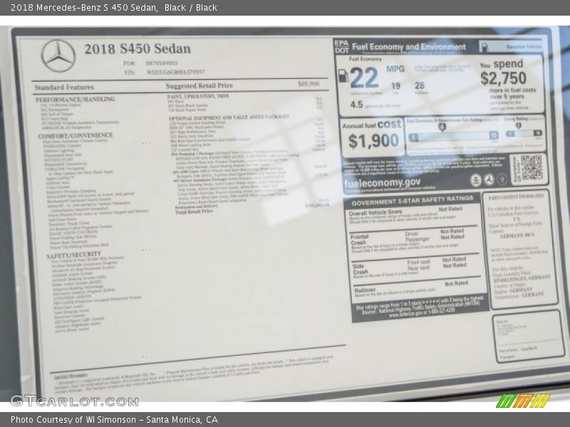 Black / Black 2018 Mercedes-Benz S 450 Sedan