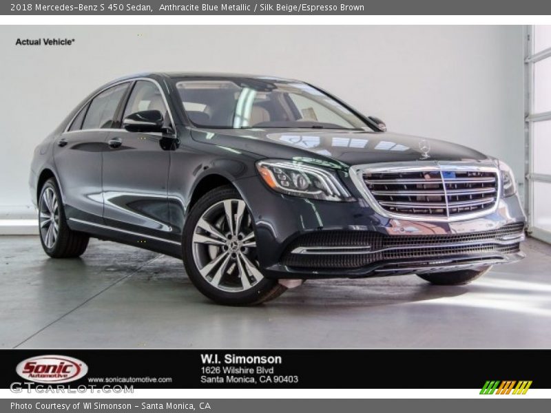 Anthracite Blue Metallic / Silk Beige/Espresso Brown 2018 Mercedes-Benz S 450 Sedan