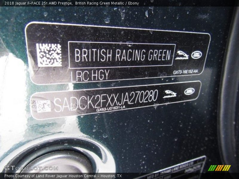 British Racing Green Metallic / Ebony 2018 Jaguar F-PACE 25t AWD Prestige