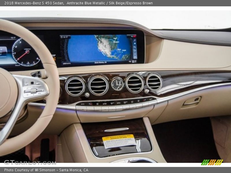 Anthracite Blue Metallic / Silk Beige/Espresso Brown 2018 Mercedes-Benz S 450 Sedan