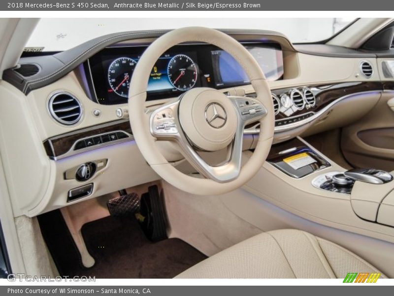 Anthracite Blue Metallic / Silk Beige/Espresso Brown 2018 Mercedes-Benz S 450 Sedan