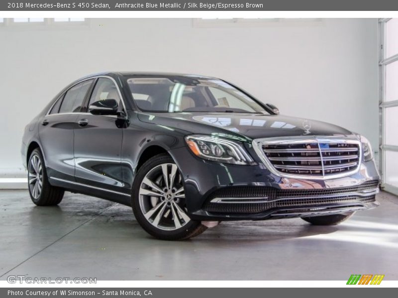 Anthracite Blue Metallic / Silk Beige/Espresso Brown 2018 Mercedes-Benz S 450 Sedan