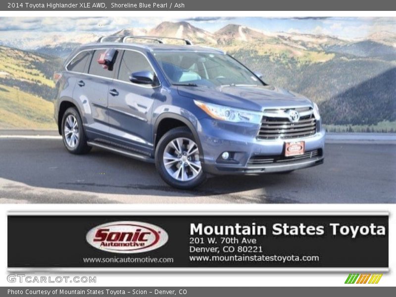 Shoreline Blue Pearl / Ash 2014 Toyota Highlander XLE AWD