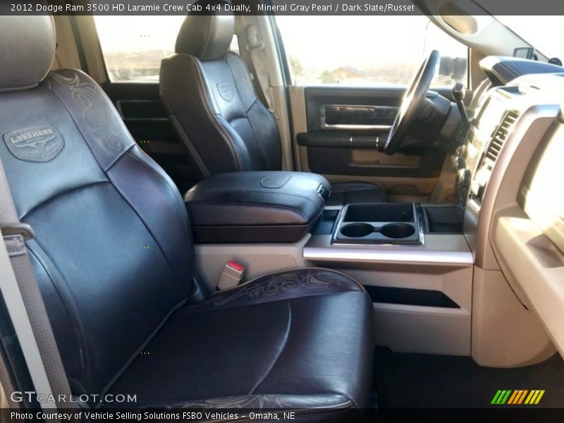 Mineral Gray Pearl / Dark Slate/Russet 2012 Dodge Ram 3500 HD Laramie Crew Cab 4x4 Dually