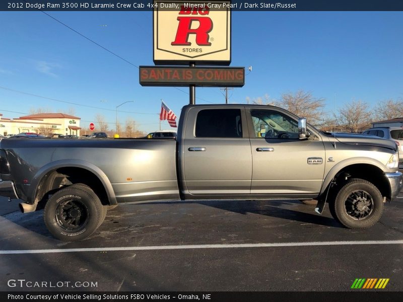 Mineral Gray Pearl / Dark Slate/Russet 2012 Dodge Ram 3500 HD Laramie Crew Cab 4x4 Dually