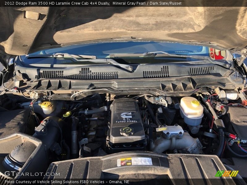 Mineral Gray Pearl / Dark Slate/Russet 2012 Dodge Ram 3500 HD Laramie Crew Cab 4x4 Dually