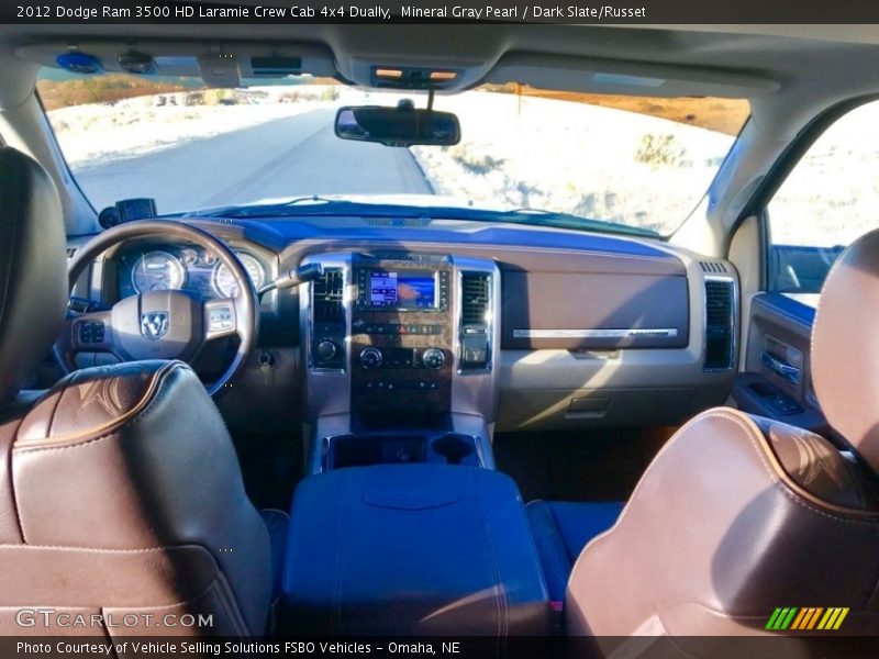 Mineral Gray Pearl / Dark Slate/Russet 2012 Dodge Ram 3500 HD Laramie Crew Cab 4x4 Dually