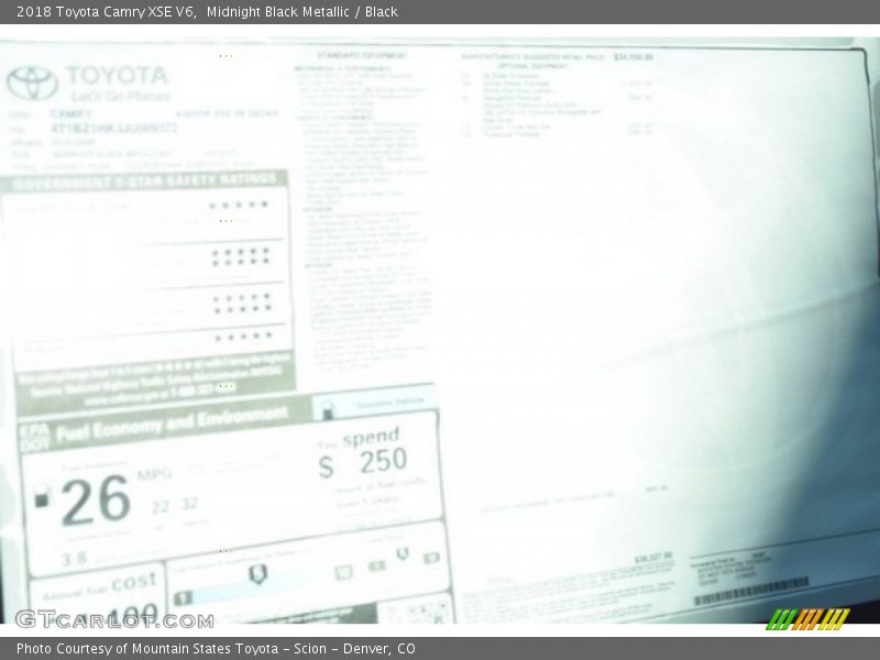 Midnight Black Metallic / Black 2018 Toyota Camry XSE V6