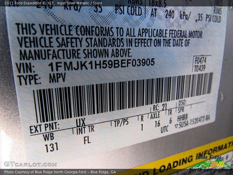 Ingot Silver Metallic / Stone 2011 Ford Expedition EL XLT