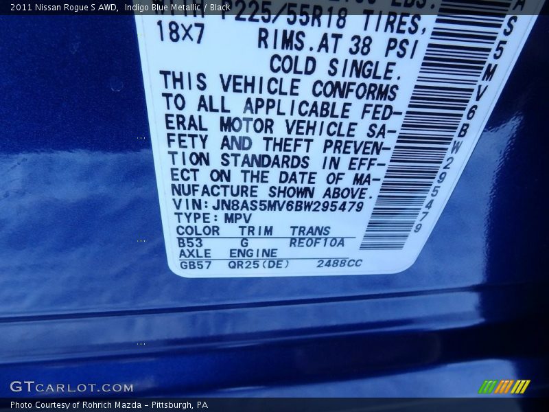 Indigo Blue Metallic / Black 2011 Nissan Rogue S AWD