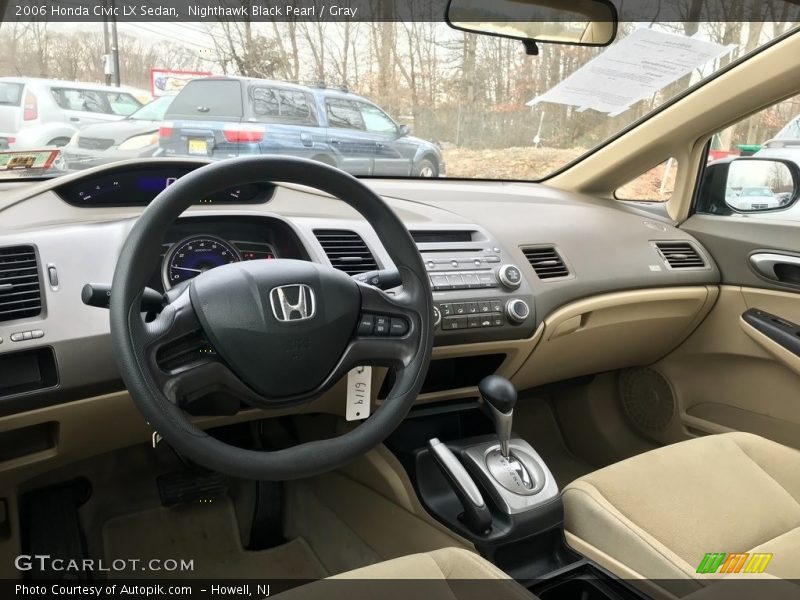 Nighthawk Black Pearl / Gray 2006 Honda Civic LX Sedan