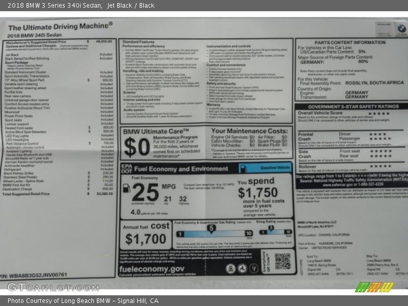 Jet Black / Black 2018 BMW 3 Series 340i Sedan
