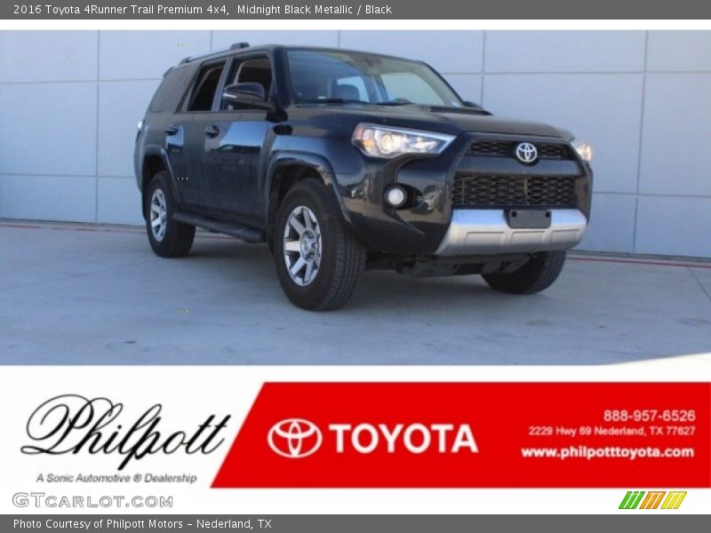 Midnight Black Metallic / Black 2016 Toyota 4Runner Trail Premium 4x4