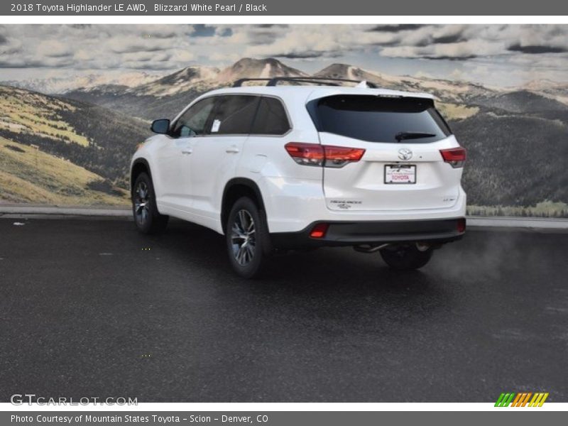 Blizzard White Pearl / Black 2018 Toyota Highlander LE AWD