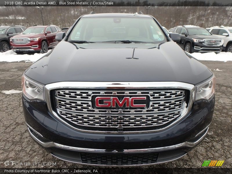 Blue Steel Metallic / Cocoa/Shale 2018 GMC Acadia Denali AWD