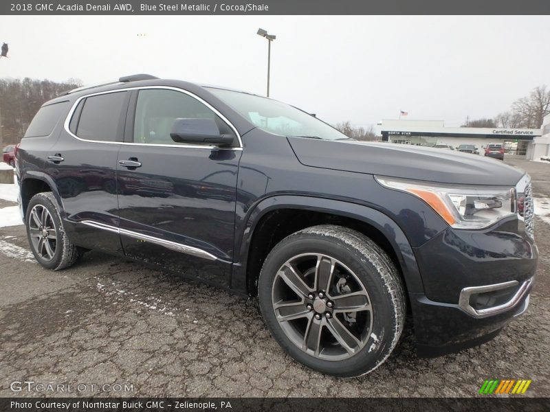 Blue Steel Metallic / Cocoa/Shale 2018 GMC Acadia Denali AWD