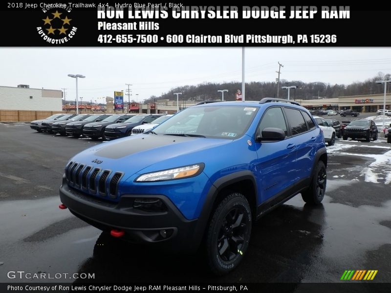 Hydro Blue Pearl / Black 2018 Jeep Cherokee Trailhawk 4x4