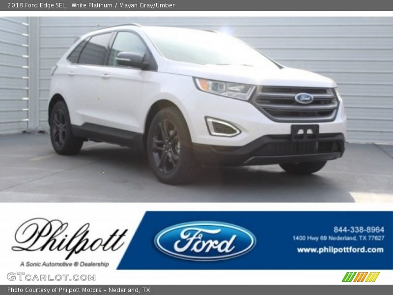 White Platinum / Mayan Gray/Umber 2018 Ford Edge SEL