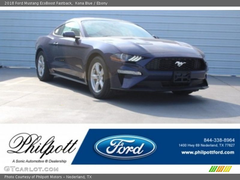 Kona Blue / Ebony 2018 Ford Mustang EcoBoost Fastback