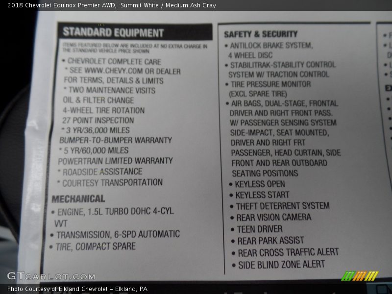 Summit White / Medium Ash Gray 2018 Chevrolet Equinox Premier AWD