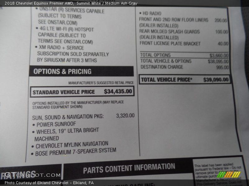 Summit White / Medium Ash Gray 2018 Chevrolet Equinox Premier AWD