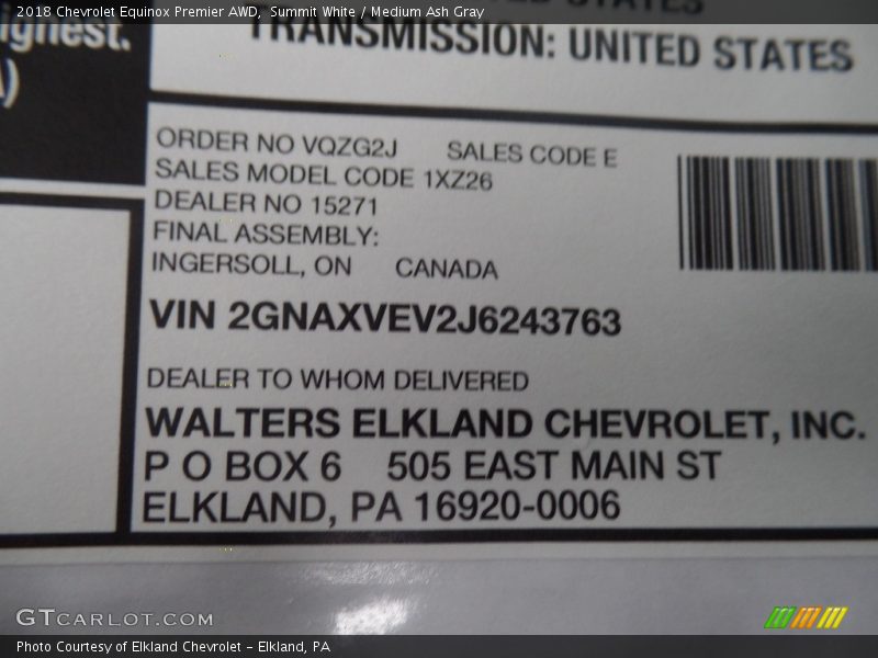 Summit White / Medium Ash Gray 2018 Chevrolet Equinox Premier AWD