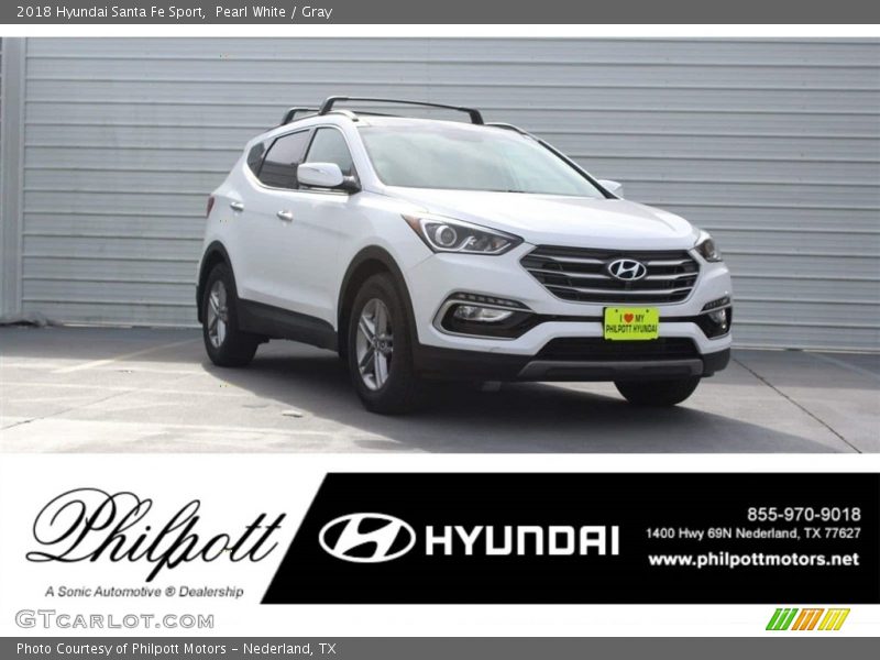 Pearl White / Gray 2018 Hyundai Santa Fe Sport