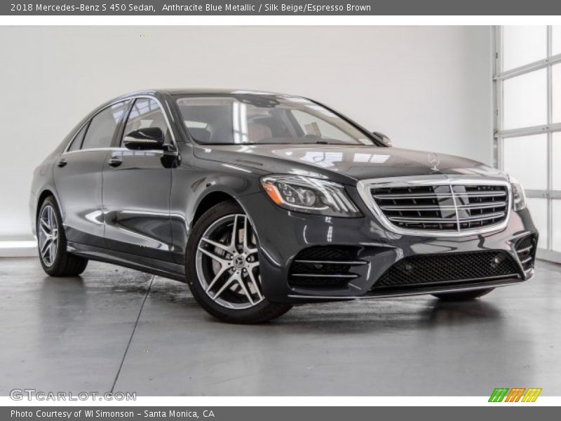 Anthracite Blue Metallic / Silk Beige/Espresso Brown 2018 Mercedes-Benz S 450 Sedan