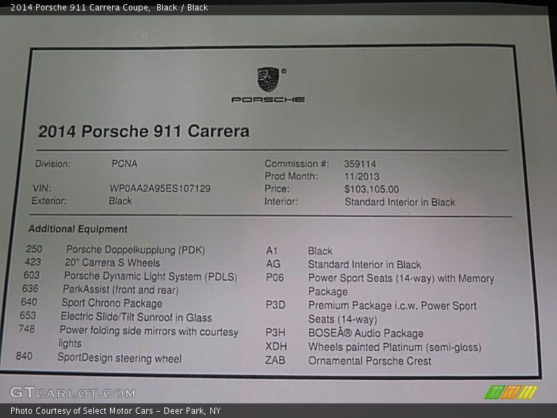Black / Black 2014 Porsche 911 Carrera Coupe