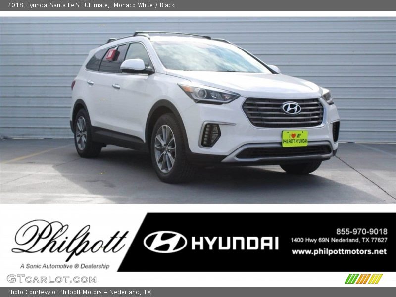 Monaco White / Black 2018 Hyundai Santa Fe SE Ultimate