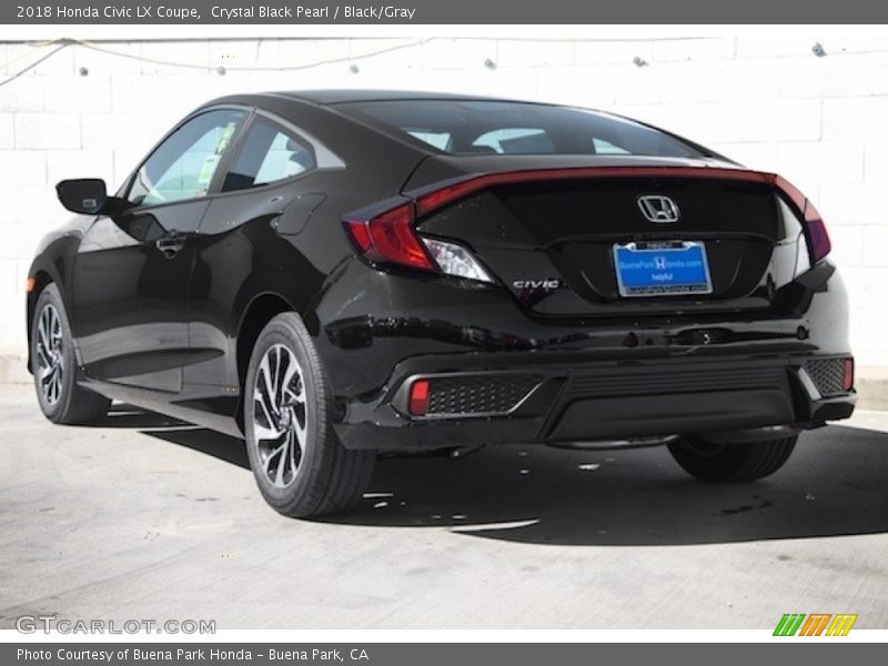 Crystal Black Pearl / Black/Gray 2018 Honda Civic LX Coupe
