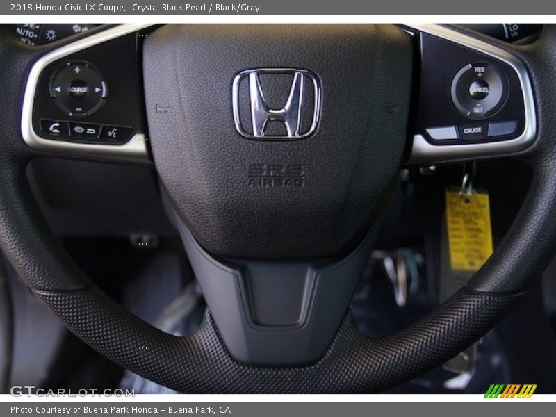 Crystal Black Pearl / Black/Gray 2018 Honda Civic LX Coupe