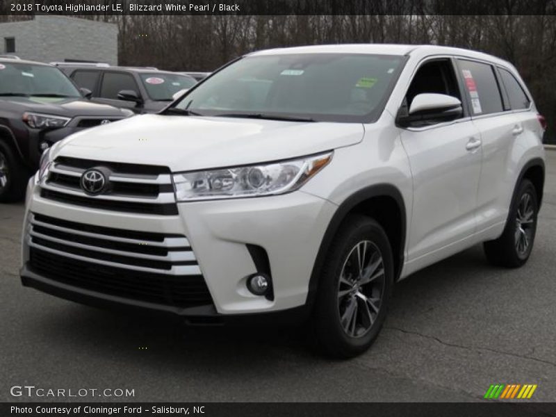 Blizzard White Pearl / Black 2018 Toyota Highlander LE